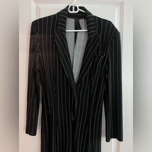 Norma Kamali pinstrip jumpsuit BLACK AND WHITE
